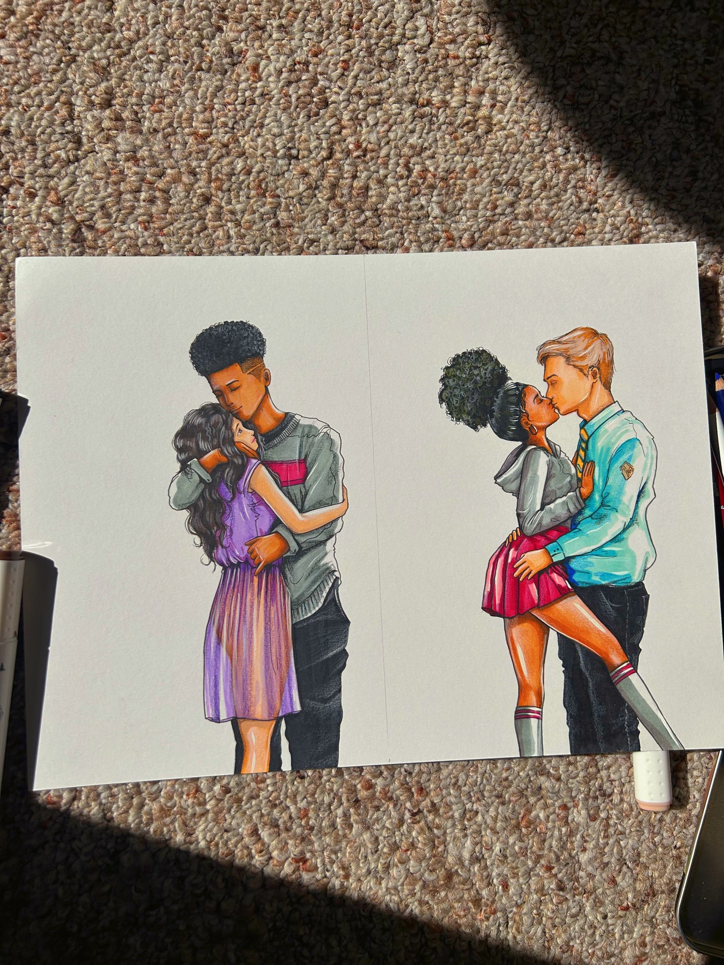 “The Romance” original drawing on linen