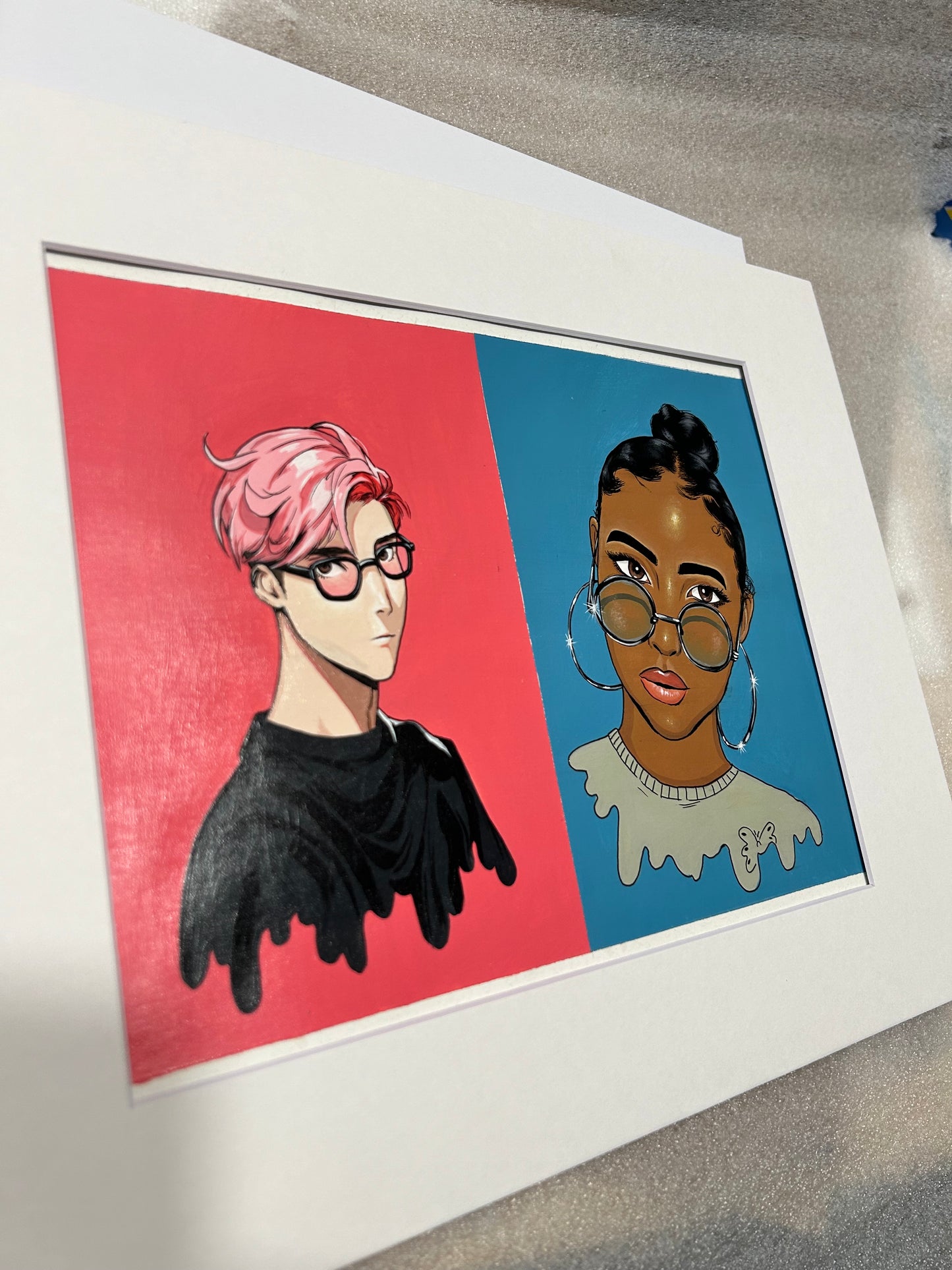 Portrait of unknown characters, original painting on linen