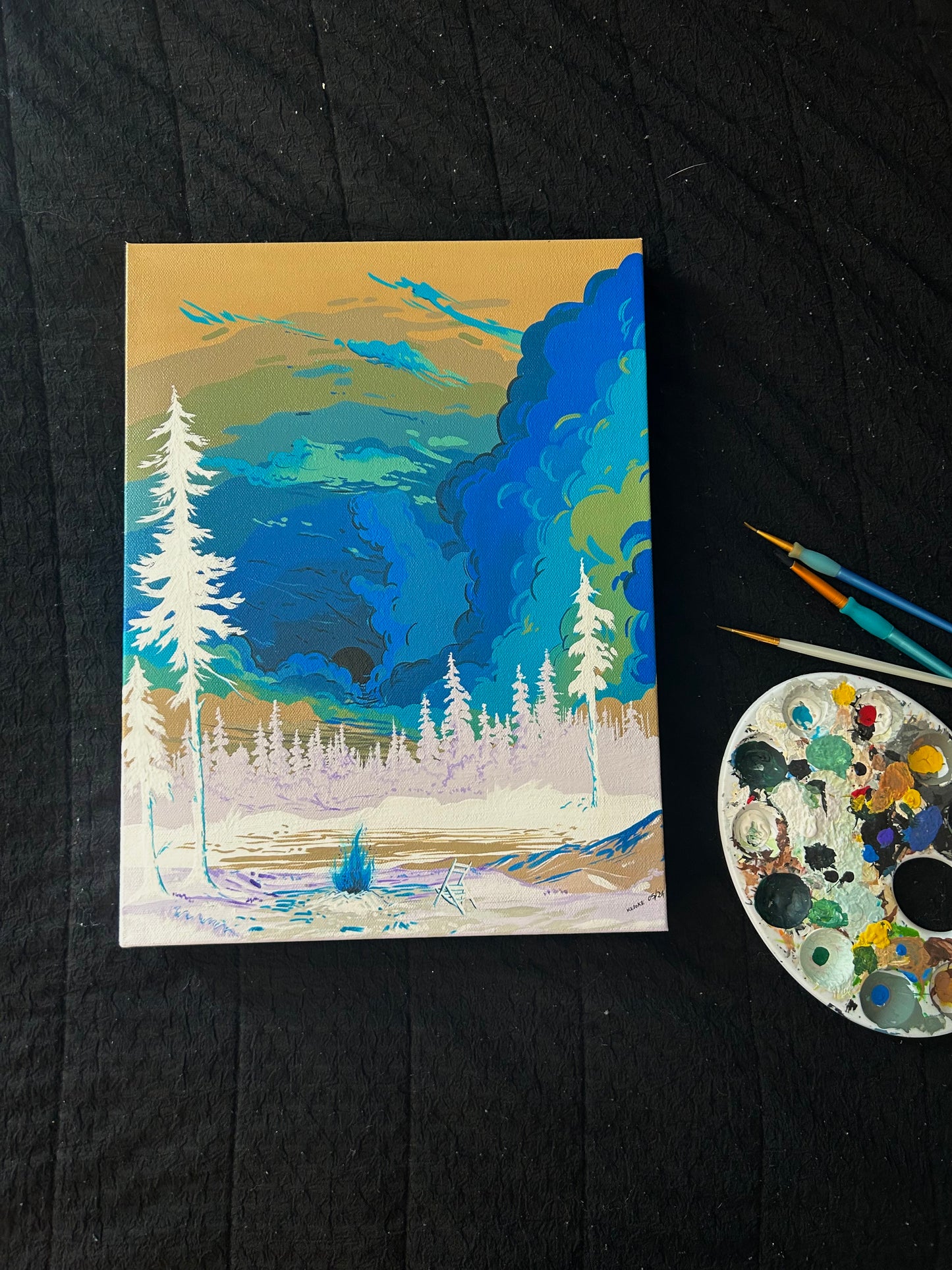 “Afternoon campfire” original painting