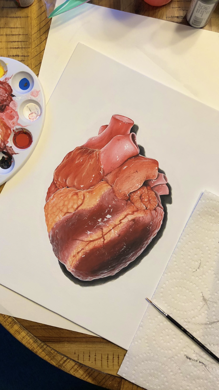 “The Heart” original painting on canvas board