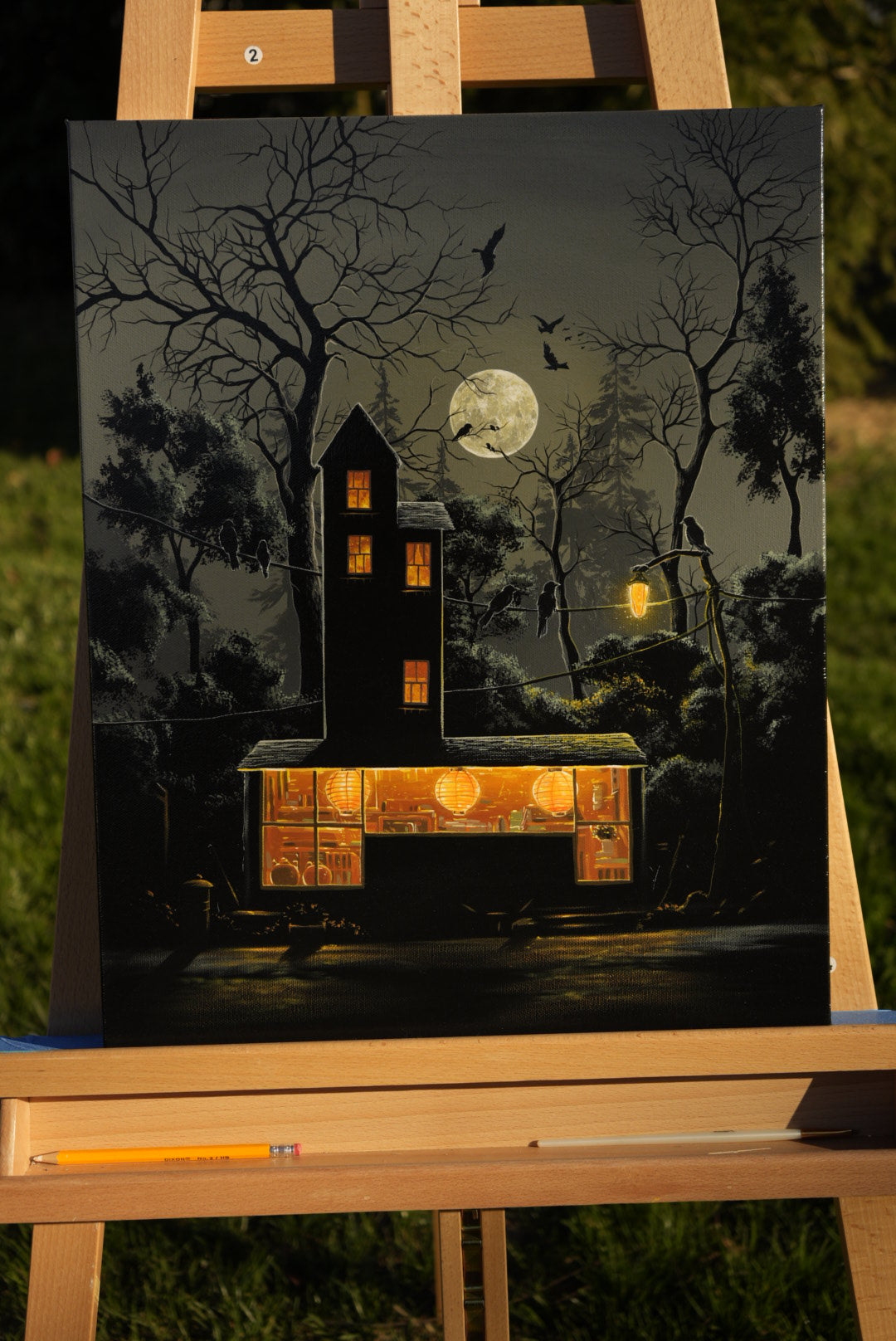 “Under a Crow-Moon Sky” 2025 original painting