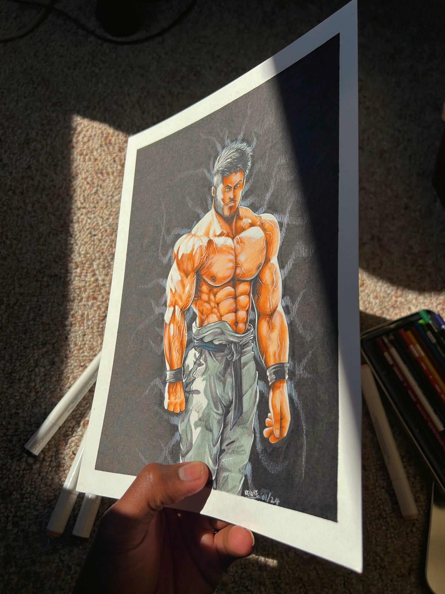 “The muscular” original drawing on linen