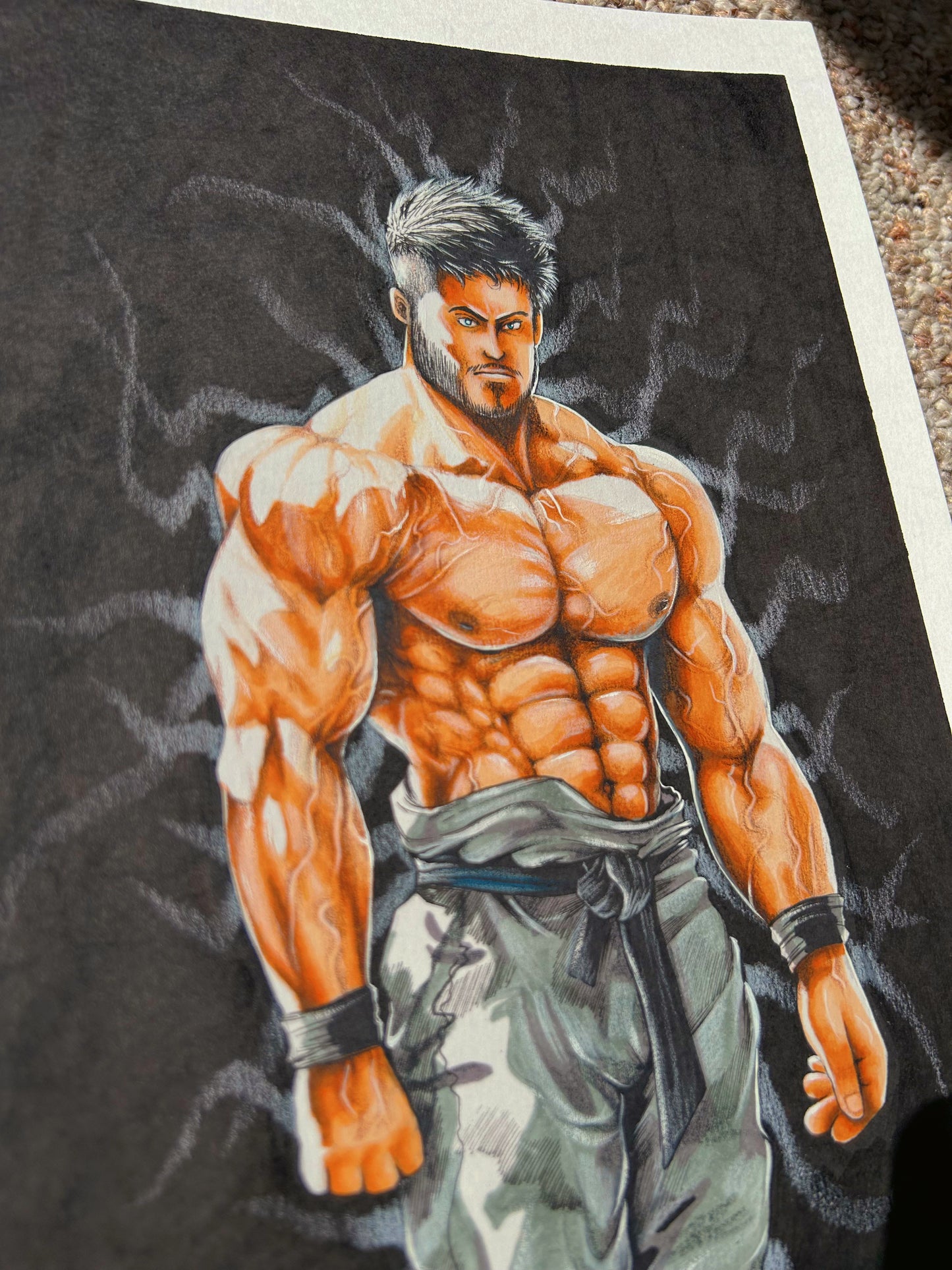“The muscular” original drawing on linen