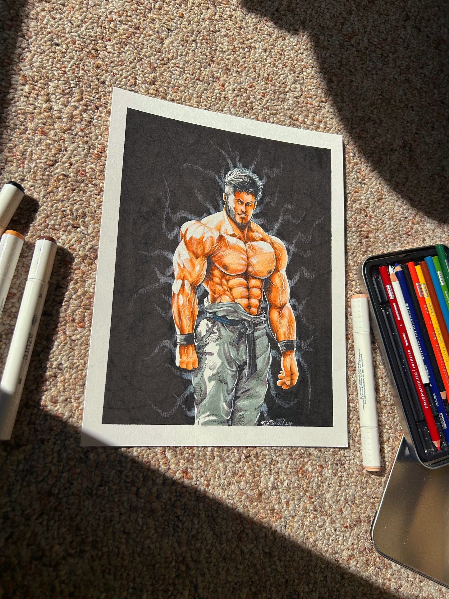 “The muscular” original drawing on linen