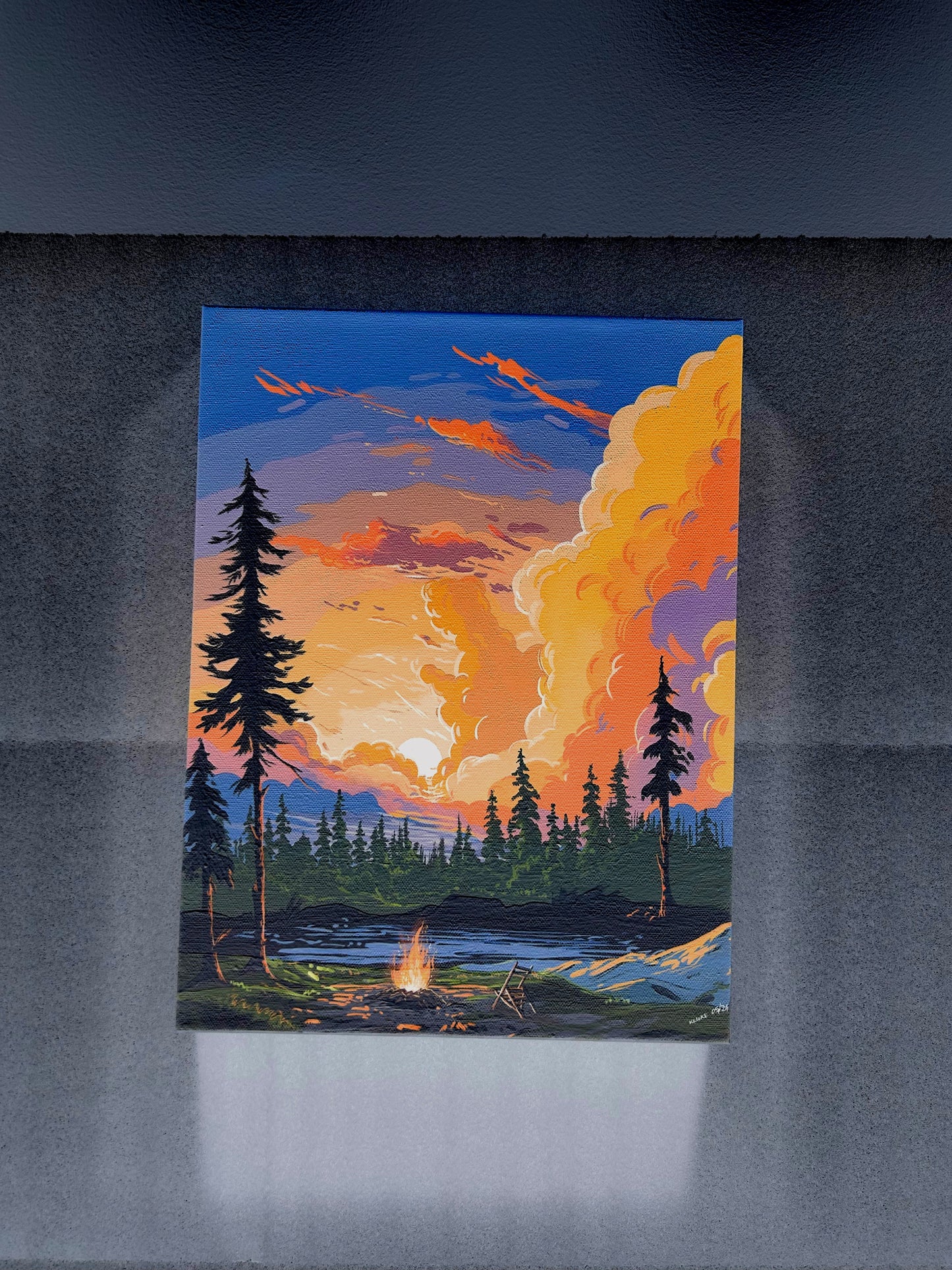 “Afternoon campfire” original painting