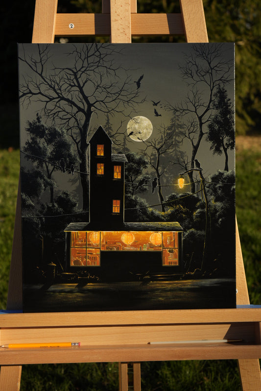 “Under a Crow-Moon Sky” 2025 original painting