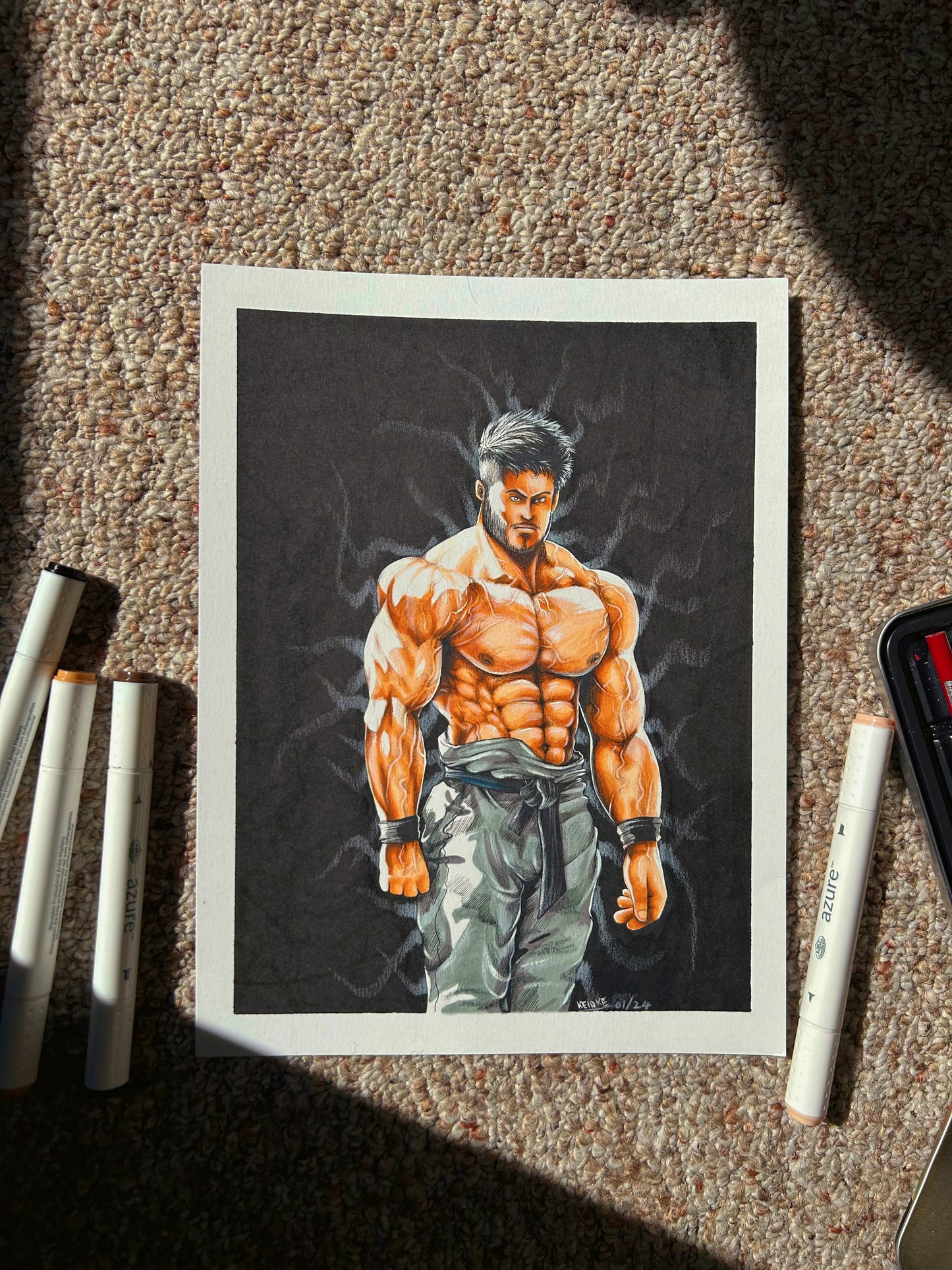 “The muscular” original drawing on linen