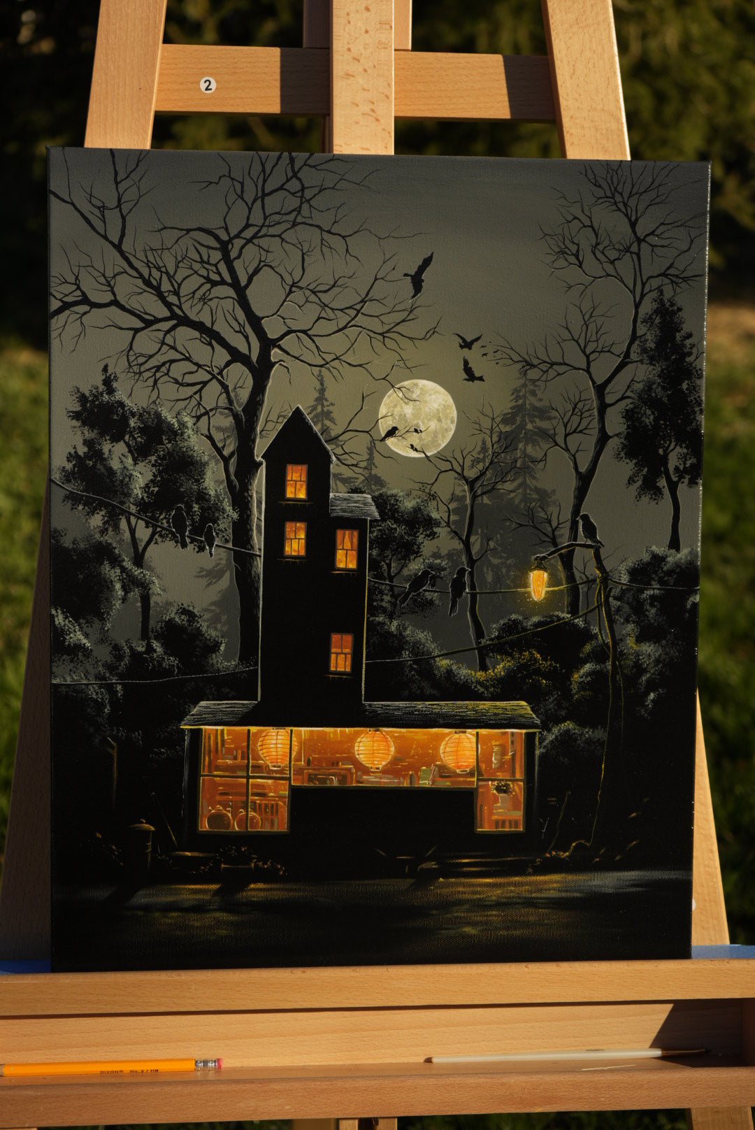 “Under a Crow-Moon Sky” 2025 original painting